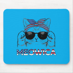 4th Of July Cat Meowica Usa Bandanna Patriot Girls Mouse Pad
