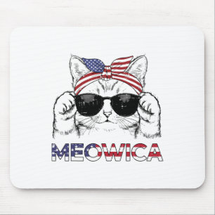 4th Of July Cat Meowica Usa Bandanna Patriot Girls Mouse Pad