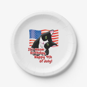 4th of July Cat Paper Plate