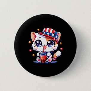 4th Of July Cat Shirt Girls Kids Kawaii Anime Boba 6 Cm Round Badge