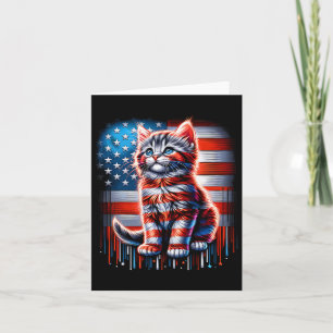 4th Of July Cat Usa Flag Cute Kitten Memorial Day Card