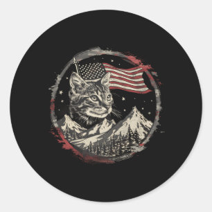 4th Of July Cat Usa Fourth Of July Patriotic Classic Round Sticker