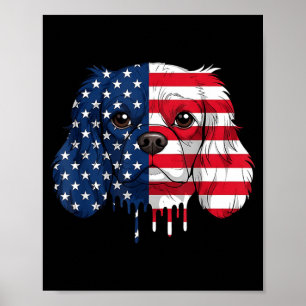 4th Of July Cavalier King Charles Spaniel Dog Flag Poster