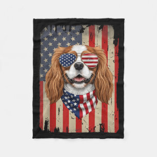 4th Of July Cavalier King Charles Spaniel Dog Fleece Blanket