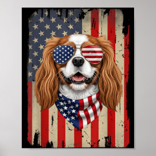 4th Of July Cavalier King Charles Spaniel Dog Poster