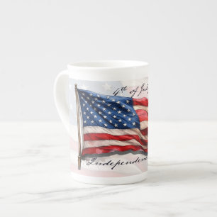 4th of July – Celebrate with US Flag Bone China Mug