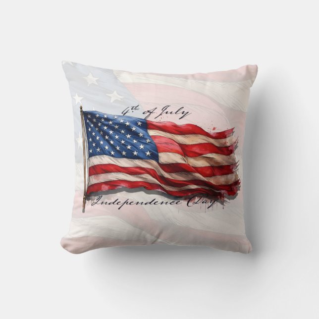 4th of July – Celebrate with US Flag Cushion (Front)