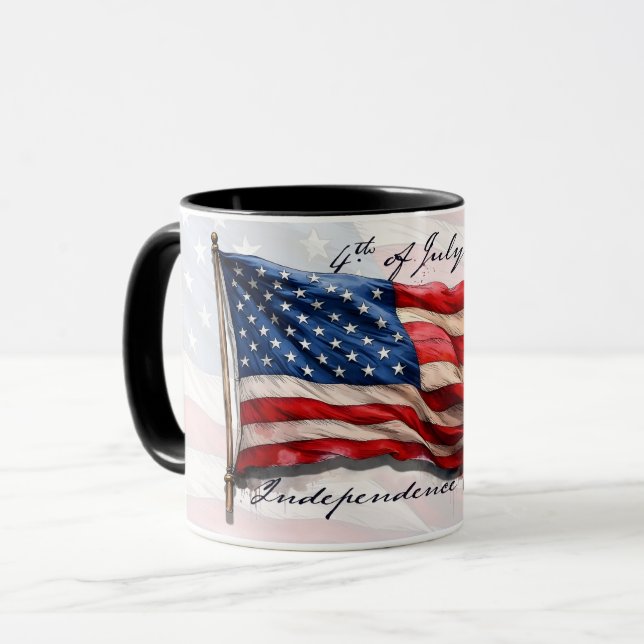4th of July – Celebrate with US Flag Mug (Front Left)
