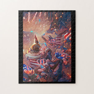 4th of July celebration abstract digital art Jigsaw Puzzle