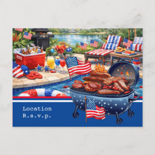 4th of July Celebration Barbecue Party invitation Postcard