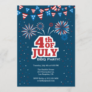 4th of July Celebration BBQ Party Invitation