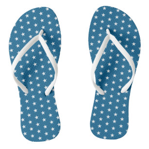 4th of July Celebration Blue White Star Pattern Thongs