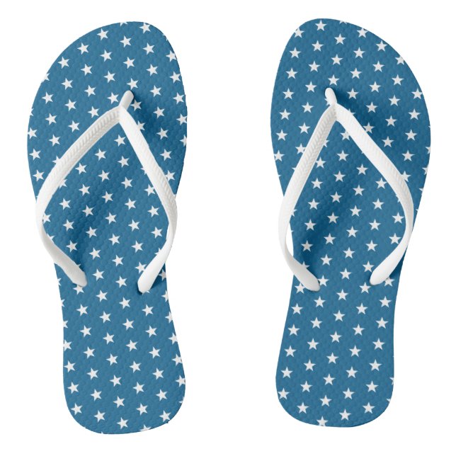 4th of July Celebration Blue White Star Pattern Thongs (Footbed)