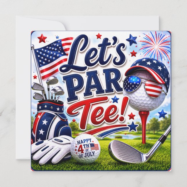 4th of July Celebration for Golfer  Invitation (Front)