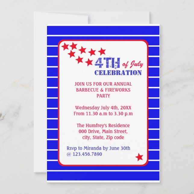 4th of July Celebration Invitation (Front)