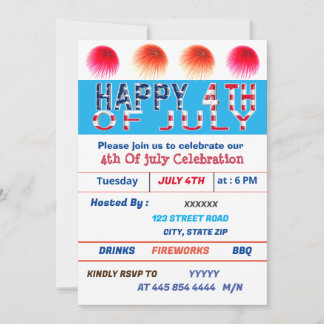 4th of July Celebration Invitation