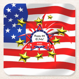 4th Of July Celebration Paper Drink Coasters