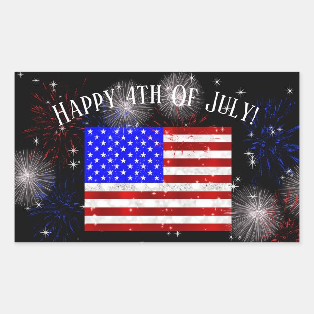 4th of July Celebration - USA flag Rectangular Sticker (Front)