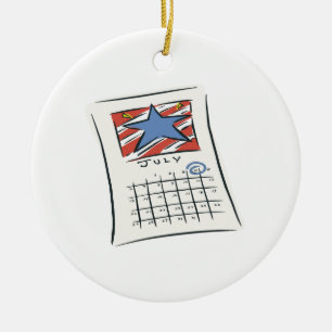 4th Of July Ceramic Ornament