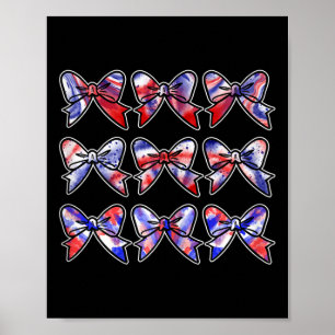 4th Of July Cheer Big Bow Tie Dye Cheerleader Chee Poster