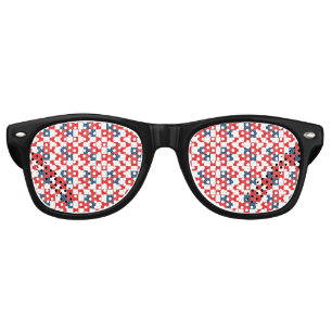 4th of July Chequerboard Patriotic Stars and Strip Retro Sunglasses