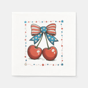 4th Of July Cherries Bow 250th Anniversary Napkin