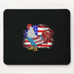 4th Of July Chicken Dad Shirt, American Flag Chick Mouse Pad