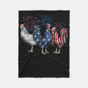 4th Of July Chicken Patriotic Mum Farm Fleece Blanket