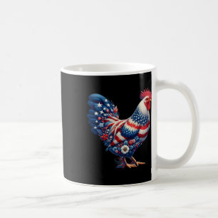 4th Of July Chicken Patriotic Usa Flag Floral Chic Coffee Mug