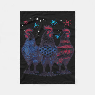4th Of July Chickens Independence Patriot Men Wome Fleece Blanket