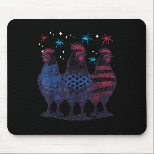 4th Of July Chickens Independence Patriot Men Wome Mouse Pad