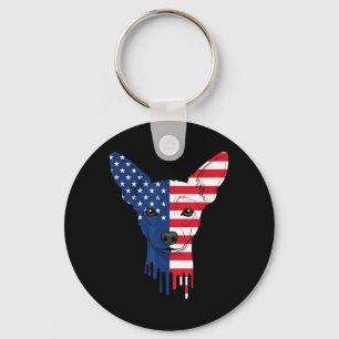 4th Of July Chinese Crested Dog Aaamerican Flag Key Ring
