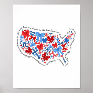 4th Of July Christian Coquette She Loves Jesus &am Poster