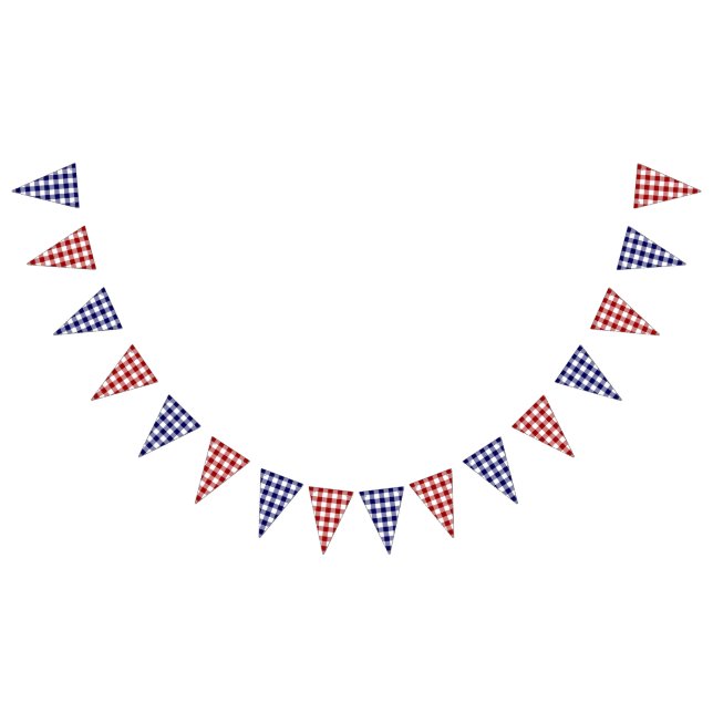 4th of July Classic Red White Blue Gingham Pattern Bunting (All)