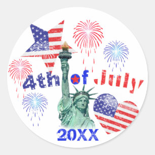 4th of July Classic Round Sticker