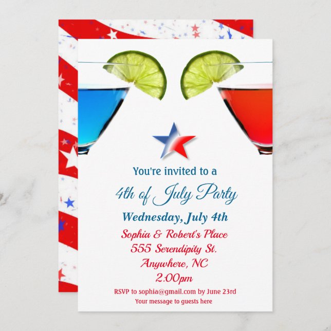 4th of July Cocktail Party Invitation (Front/Back)