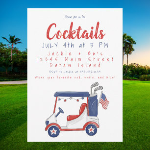 4th of July Cocktail Party / Patriotic Golf Cart  Invitation