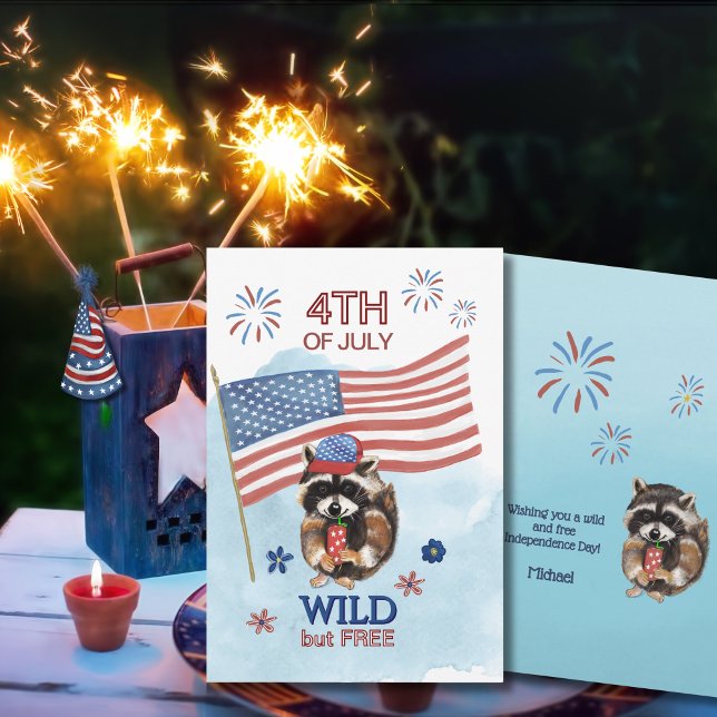 4th of July cool Patriotic Racoon Card (4th of July cool Patriotic Racoon Card)