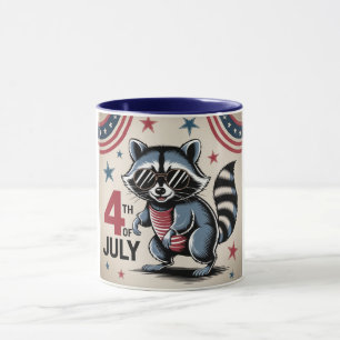 "4th of July" Cool Racoon Patriotic Mug