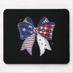 4th Of July Coquette American Flag Bow Girls Patri Mouse Pad