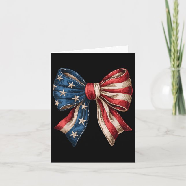4th Of July Coquette Bow American Flag 1776 Indepe Card (Front)