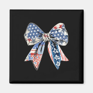 4th Of July Coquette Bow American Flag 1776 Indepe Magnet