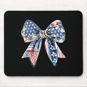 4th Of July Coquette Bow American Flag 1776 Indepe Mouse Pad