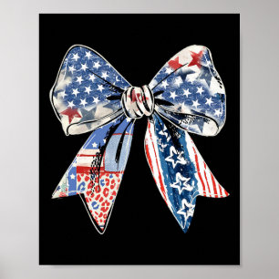 4th Of July Coquette Bow American Flag 1776 Indepe Poster