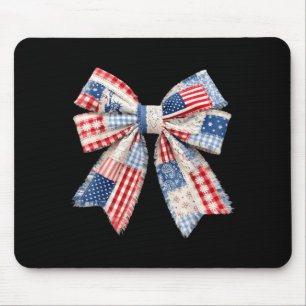 4th of July Coquette Bow American Flag Girl Women Mouse Pad