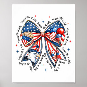 4th Of July Coquette Bow Usa Patriotic Happy 4th O Poster
