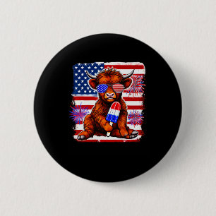 4th Of July Cow Popsicle Firework Usa American 6 Cm Round Badge