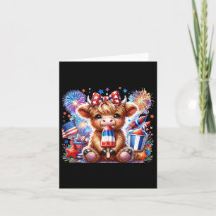 4th Of July Cow Popsicle Firework Usa American  Card