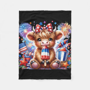 4th Of July Cow Popsicle Firework Usa American Fleece Blanket