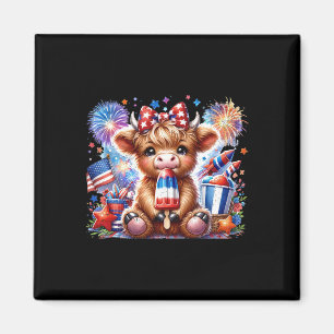 4th Of July Cow Popsicle Firework Usa American Magnet
